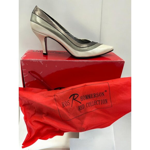 Vintage Ros Hommerson Red Collection Womens 6.5 Phoenix Bone Pearl Pewter Heels - Picture 11 of 12